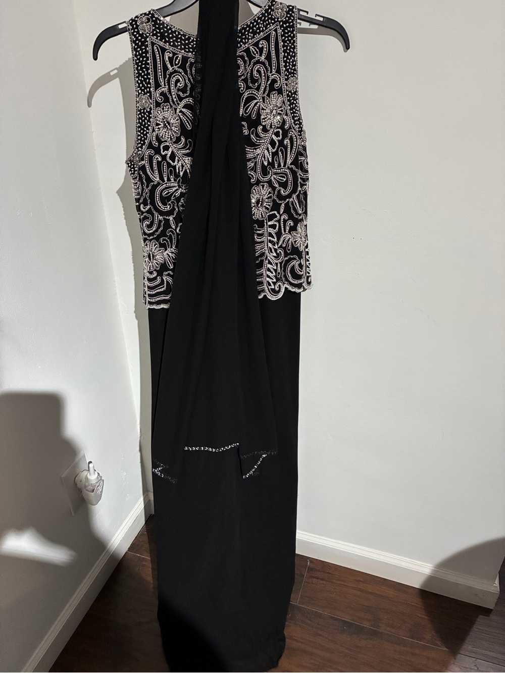 J Kara Black Dress with Silver Beaded Bodice
